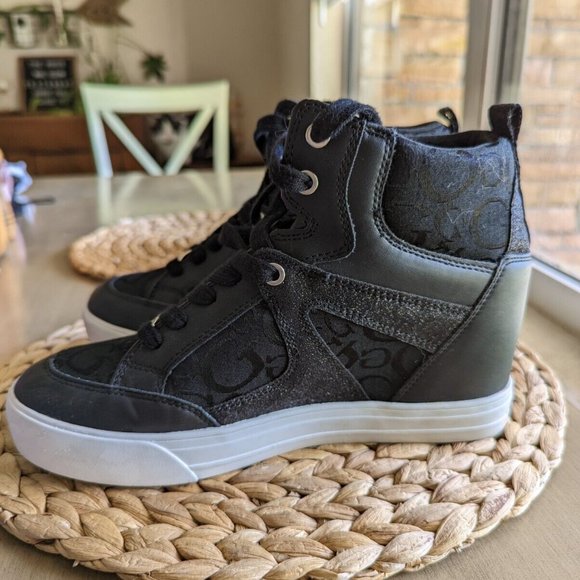Guess Shoes - Guess High Top Sneakers Women's Size 9, Black with Glitter Sparkles